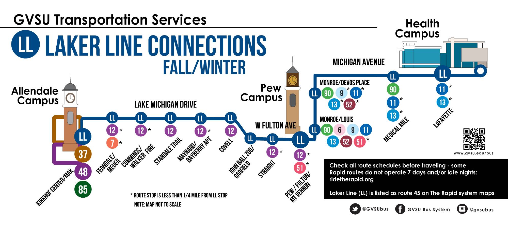 Laker Line Connections to Other Rapid Routes - Fall/Winter